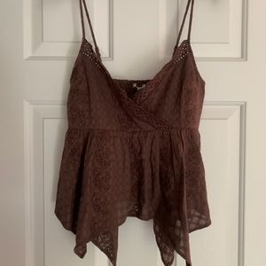 hanky hem brown lace top